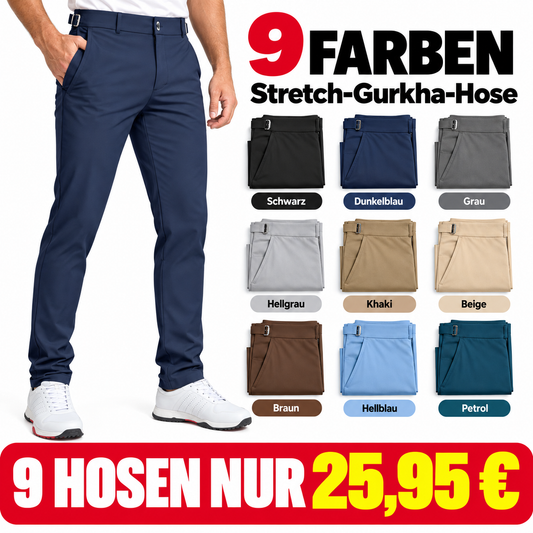Herren Stretch-Gurkha-Hose – Slim Fit Anzughose mit elastischem Bund
