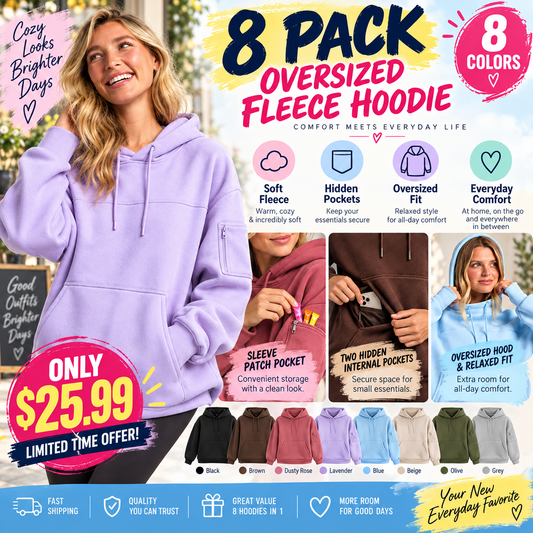 🔥 Last Day Sale: Comfrt Snack Hoodie — Heavyweight Fleece with 6 Hidden Snack Pockets