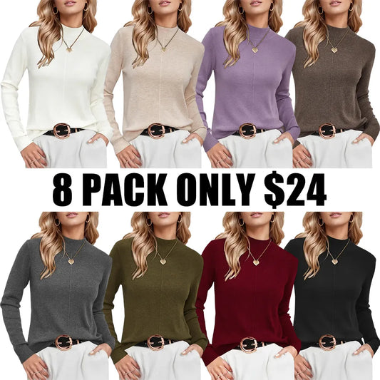 Mock Neck Long Sleeve Sweaters Tops for Women